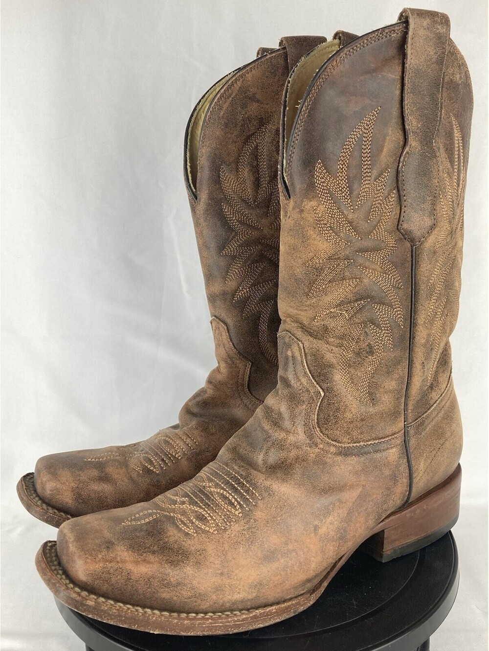 Men’s Size 8 D Corral Brown Leather Square Toe Western Cowboy Boots C2930